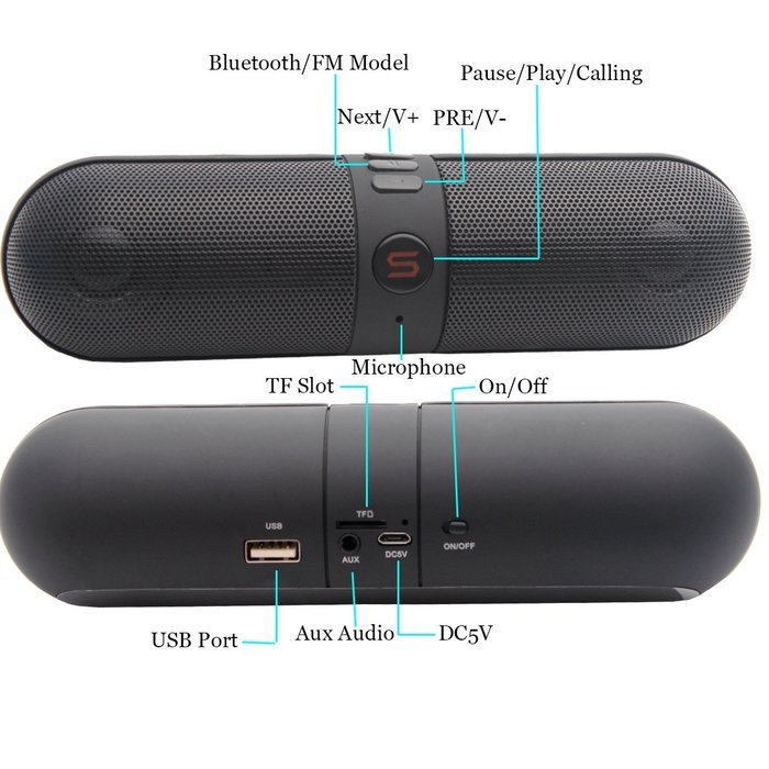 Wireless Bluetooth Speakers, Portable Stereo Bluetooth Speakers with HD Audio and Surround Sound, Outdoor Pill... N4