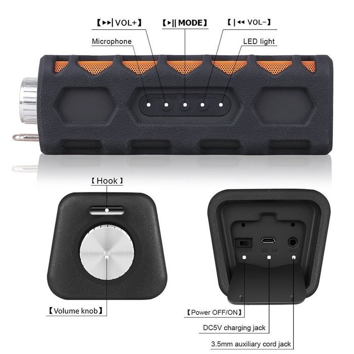 PowerLead ME990 Bluetooth Waterproof Speakers Wireless Portable Outdoor Speaker with Subwoofer N7