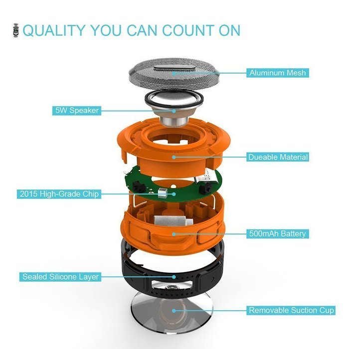 NOKEA Wireless Bluetooth 3.0 Waterproof Outdoor & Shower Speaker, Mini Water Resistant Wireless Shower Speaker... N27