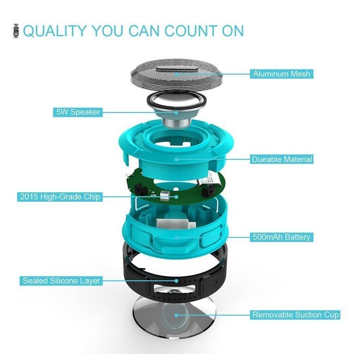 NOKEA Wireless Bluetooth 3.0 Waterproof Outdoor & Shower Speaker, Mini Water Resistant Wireless Shower Speaker... N42