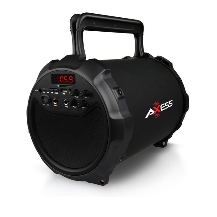 Axess SPBT1036-BK Rechargeable Speaker w/Bluetooth/FM/USB/SD/AUX-In/Wireless Mic