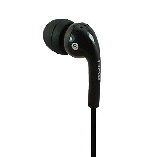 Awei ES-Q9i In-Ear Earbud Noise Isolating Earphone With Mic For iPhone Color Black N3