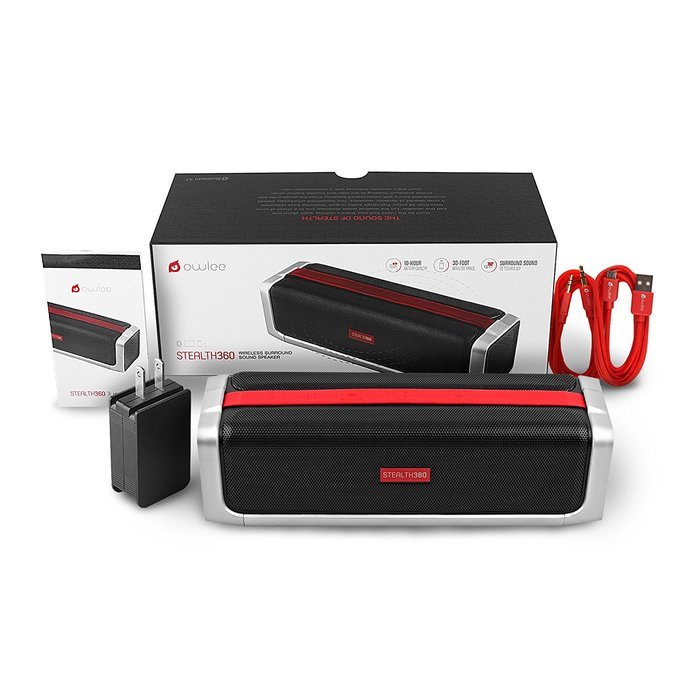 Owlee Stealth360 Portable Wireless Bluetooth Speaker - 20W - Two SubWoofers - 360&deg; Surround Sound - Full Bass... N5