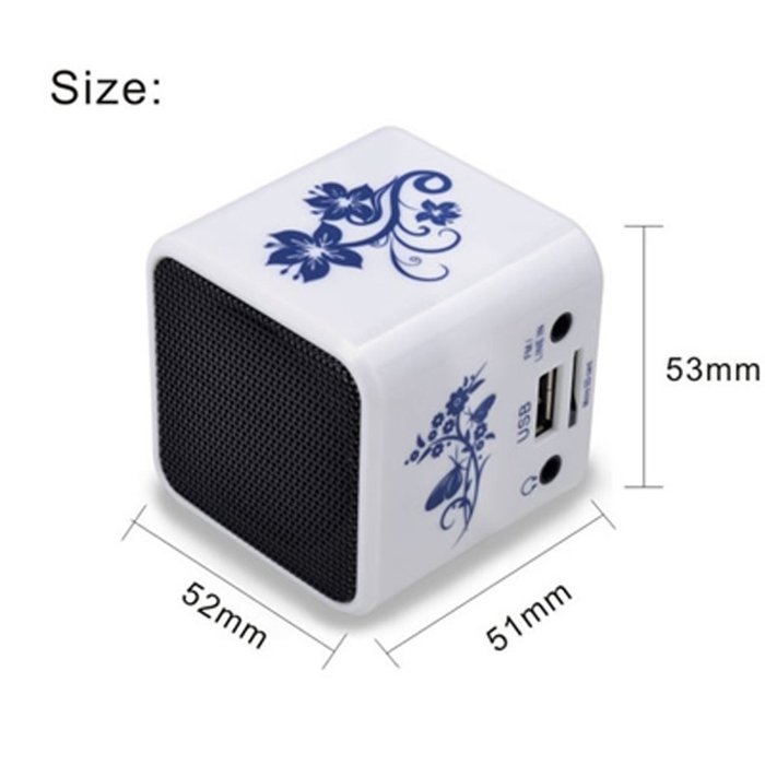 iwish TT032A Portable Mini Digital Speaker USB Flash Drive Micro SD/TF Card Music MP3 Player FM Radio Blue and... N8