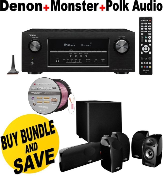 Denon AVR-S910W 7.2 Full 4K Ultra HD Channel Receiver With Bluetooth/HDCP2.2 + Polk Audio 5.1 TL1600 Speaker System...