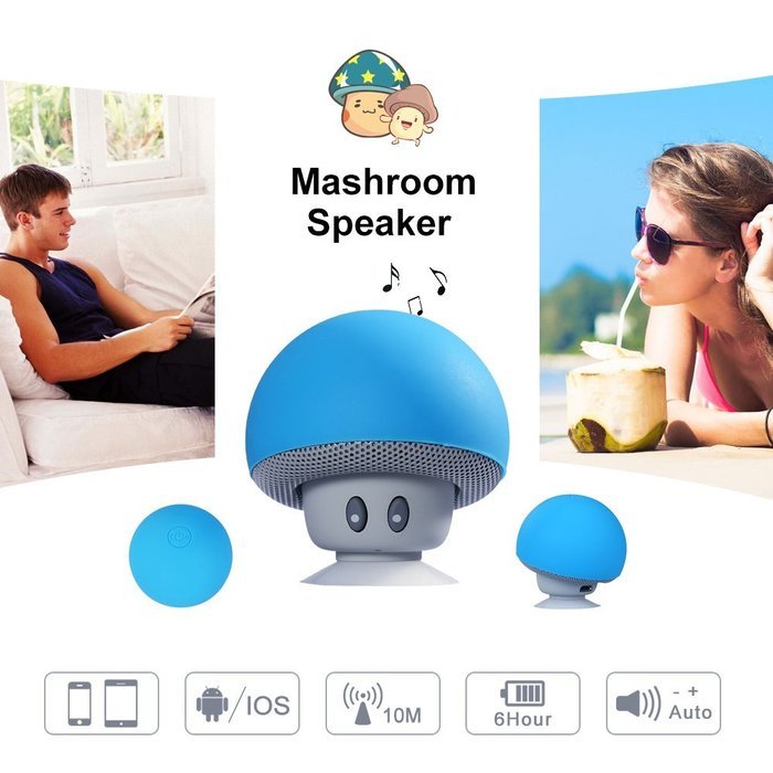 Mini Mushroom Style Bluetooth 2.1 Speaker With Suction Cup & Built-in Microphone - Compatible with iPhone / iPad...