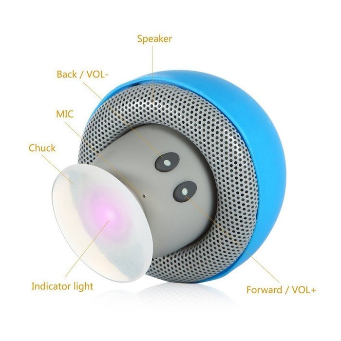 Mini Mushroom Style Bluetooth 2.1 Speaker With Suction Cup & Built-in Microphone - Compatible with iPhone / iPad... N6