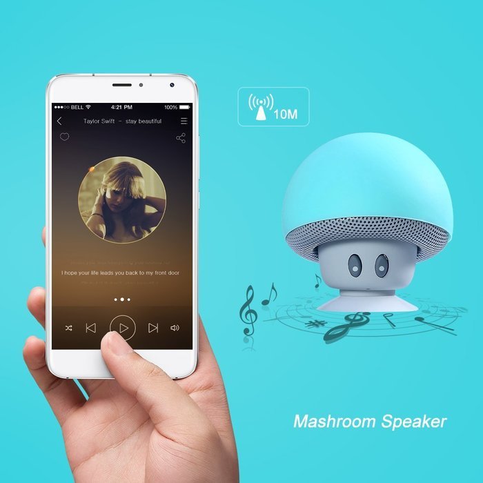 Mini Mushroom Style Bluetooth 2.1 Speaker With Suction Cup & Built-in Microphone - Compatible with iPhone / iPad... N13