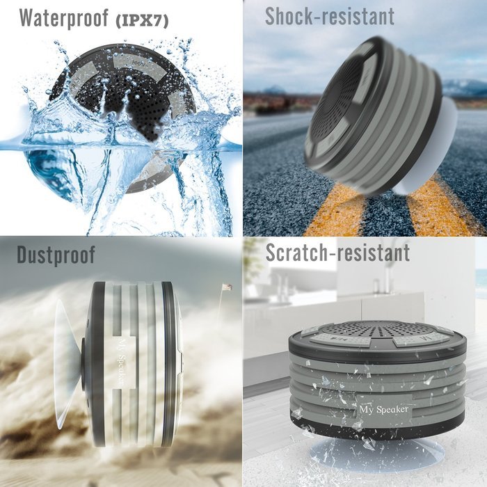 MoKo Bluetooth Speaker, Shower Bluetooth 4.0 Wireless Speaker, Waterproof & Shockproof, with Multiple Color LED... N2