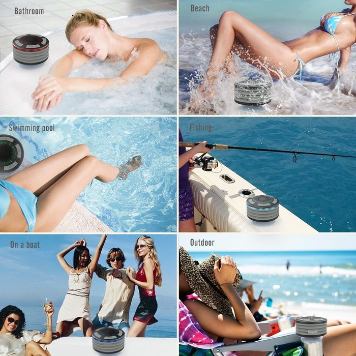 MoKo Bluetooth Speaker, Shower Bluetooth 4.0 Wireless Speaker, Waterproof & Shockproof, with Multiple Color LED... N5