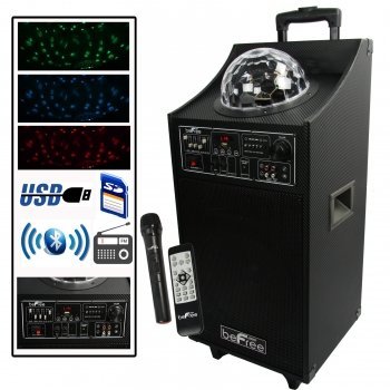 beFree Sound Projection Party Light Dome 10 Inch Subwoofer Bluetooth Portable Party Speaker with USB/ SD Input...