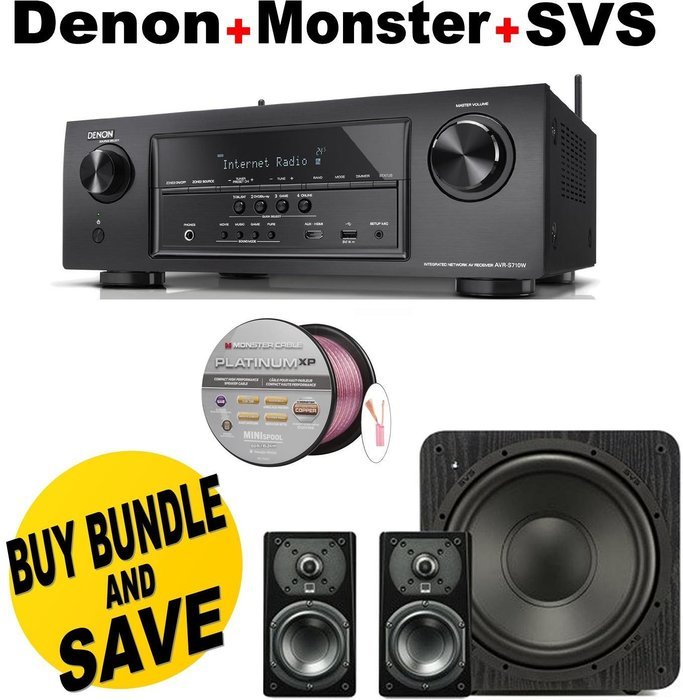 Denon AVR-S710W 7.2 Channel Full 4K Ultra HD A/V Receiver with Bluetooth and Wi-Fi + SVS Prime Satellite 2.1 High-Grade...