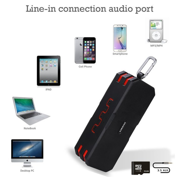 [New Version] AIRWALKS Portable Wireless Bluetooth Speaker IP67 with 10-Hour Playtime, Built-in Mic, Carabiner... N4