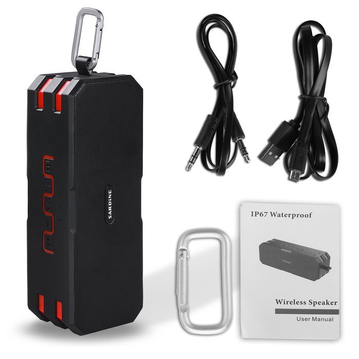 [New Version] AIRWALKS Portable Wireless Bluetooth Speaker IP67 with 10-Hour Playtime, Built-in Mic, Carabiner... N9