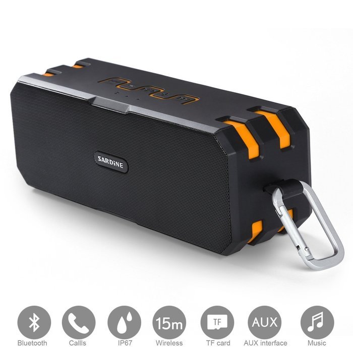 [New Version] AIRWALKS Portable Wireless Bluetooth Speaker IP67 with 10-Hour Playtime, Built-in Mic, Carabiner... N11