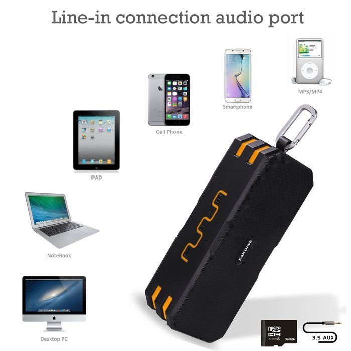 [New Version] AIRWALKS Portable Wireless Bluetooth Speaker IP67 with 10-Hour Playtime, Built-in Mic, Carabiner... N14