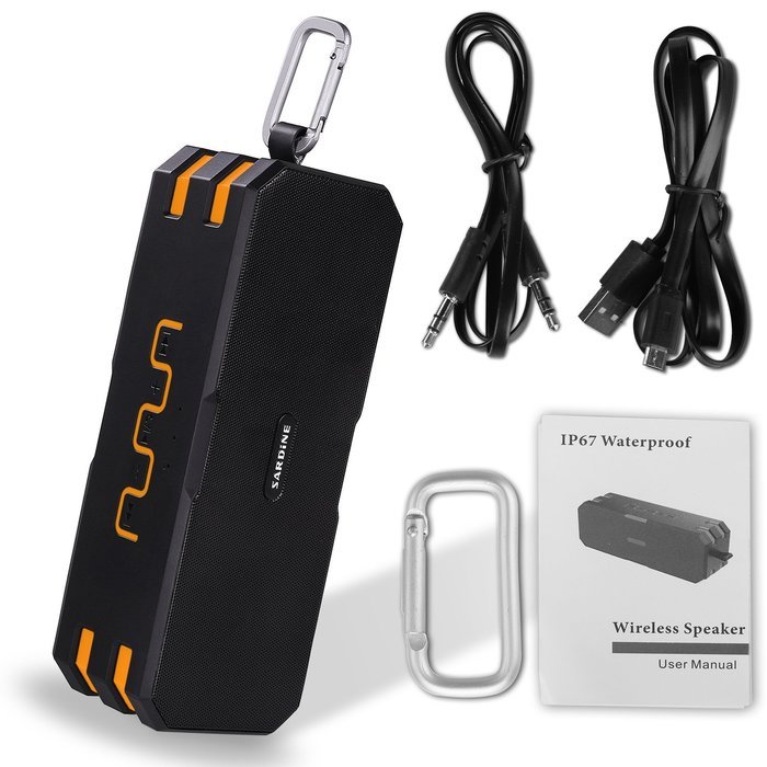 [New Version] AIRWALKS Portable Wireless Bluetooth Speaker IP67 with 10-Hour Playtime, Built-in Mic, Carabiner... N18