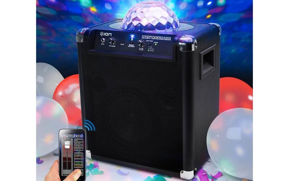 ION Audio Block Party Live | Portable Bluetooth Speaker System with Party Lights and Wheels & Handle for Transport... N13