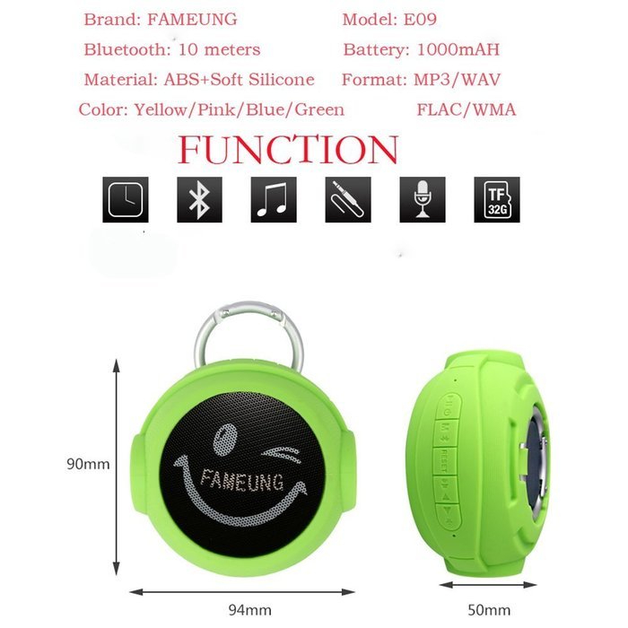 FAMEUNG Bluetooth Speaker E09 Portable Outdoor Speakers Bluetooth 3.0 Hands Free Calls Pink N5