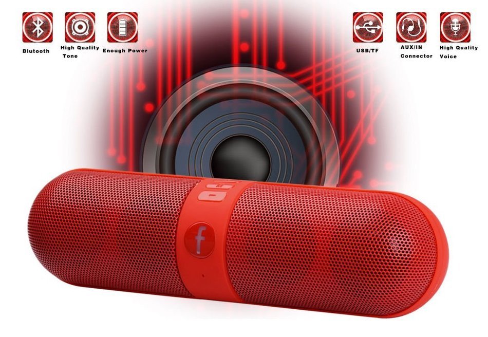 [Red] Liteway Best Seller Wireless Stereo Bluetooth Speaker Portable FM Super Bass For Smartphone Tablet Pill,...