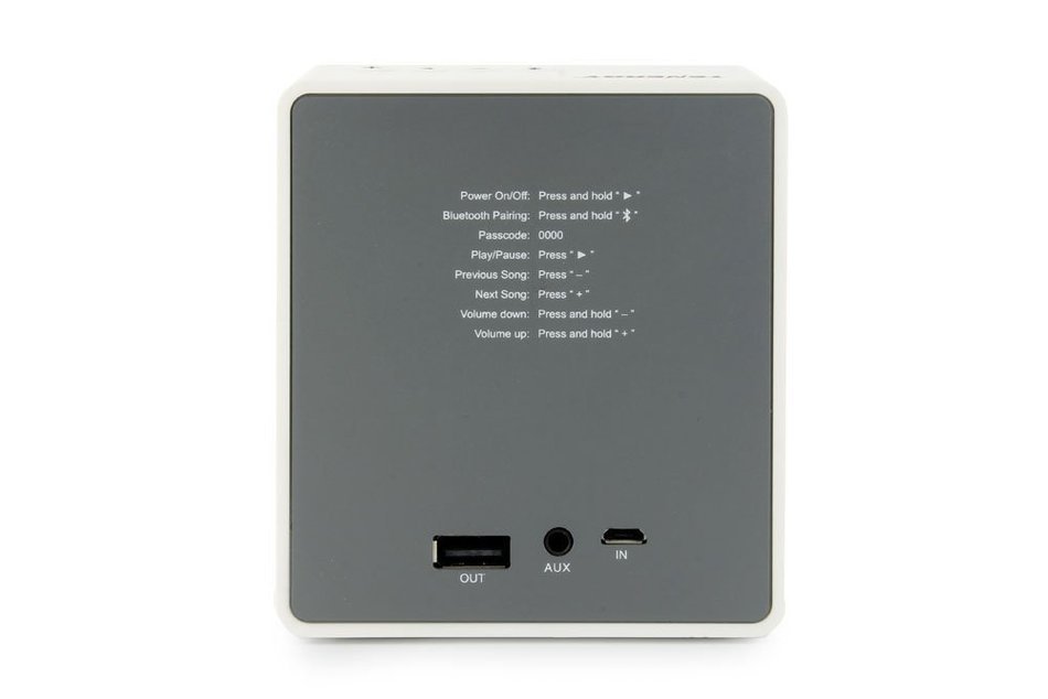 Tenergy Music PowerBox Bluetooth Speaker & Built-in 5000mAh Power Bank (White) N3