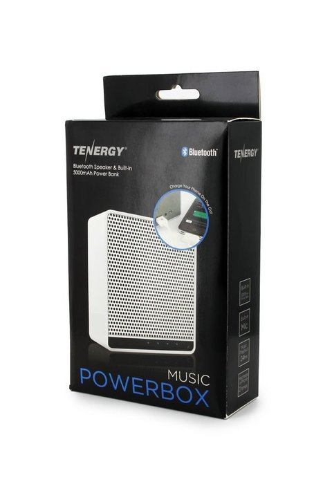 Tenergy Music PowerBox Bluetooth Speaker & Built-in 5000mAh Power Bank (White) N4