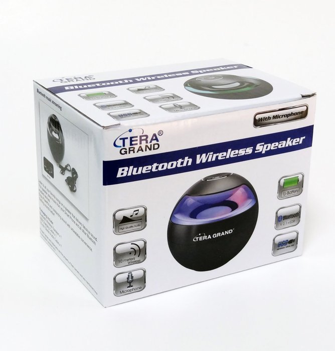 Tera Grand Premium Bluetooth Wireless Speaker with Microphone - Retail Packaging - Black N8