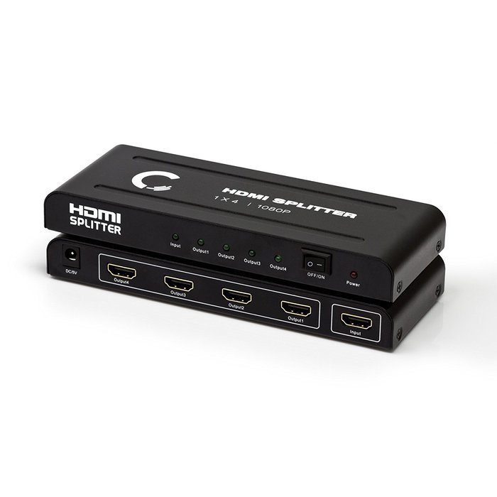 Expert Connect | 1x4 HDMI Splitter | 4 Port | 1 in - 4 out | Full HD/3D | 1080P | HDMI 1.3 | HDTV | PS4 / PS3...