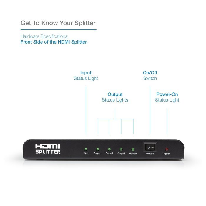 Expert Connect | 1x4 HDMI Splitter | 4 Port | 1 in - 4 out | Full HD/3D | 1080P | HDMI 1.3 | HDTV | PS4 / PS3... N3