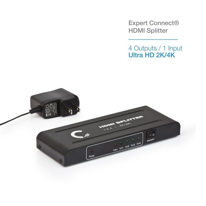 Expert Connect | 1x4 HDMI Splitter | 4 Port | 1 in - 4 out | Full HD/3D | 1080P | HDMI 1.3 | HDTV | PS4 / PS3... N32