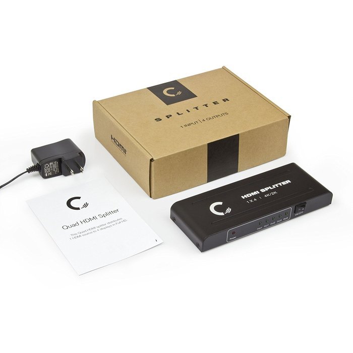 Expert Connect | 1x4 HDMI Splitter | 4 Port | 1 in - 4 out | Full HD/3D | 1080P | HDMI 1.3 | HDTV | PS4 / PS3... N36