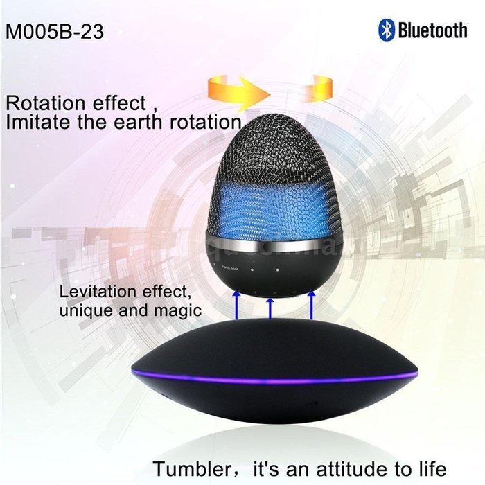 PowerLead Flat F500 PowerLead Portable Wireless Bluetooth Floating Speaker Multi-color LED Levitating Bluetooth... N4
