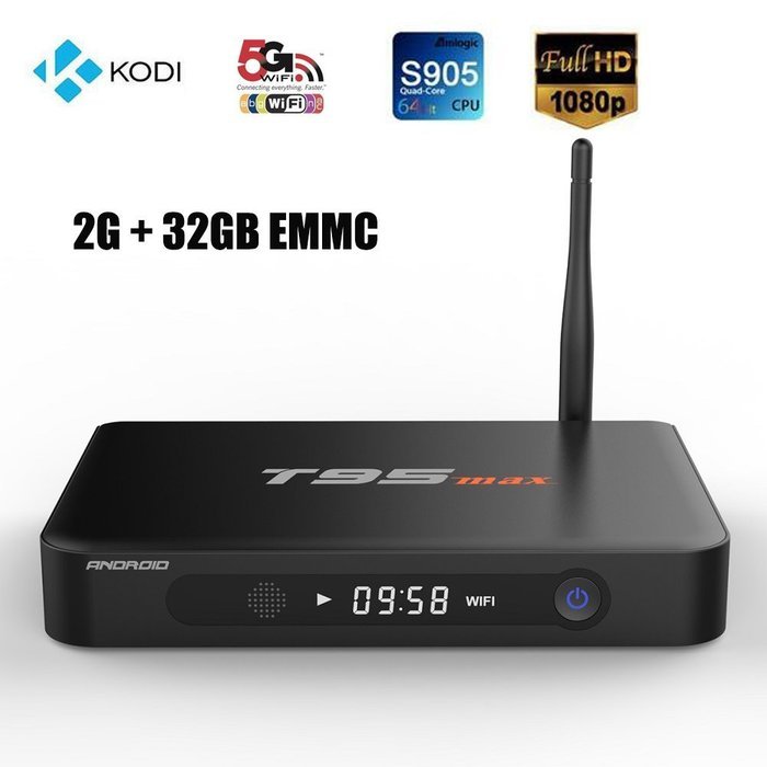 Epteam Android tv box 32GB ROM 2GB RAM T95 Max Amlogic S905 Quad-Core cortex-A53 Android 5.1 Kodi 16.0 2.4G/5G...
