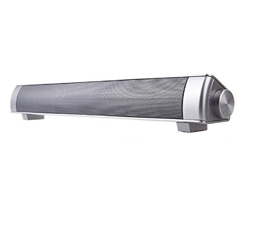 Silver Soundbar Portable Bluetooth Speaker Deep Bass USB