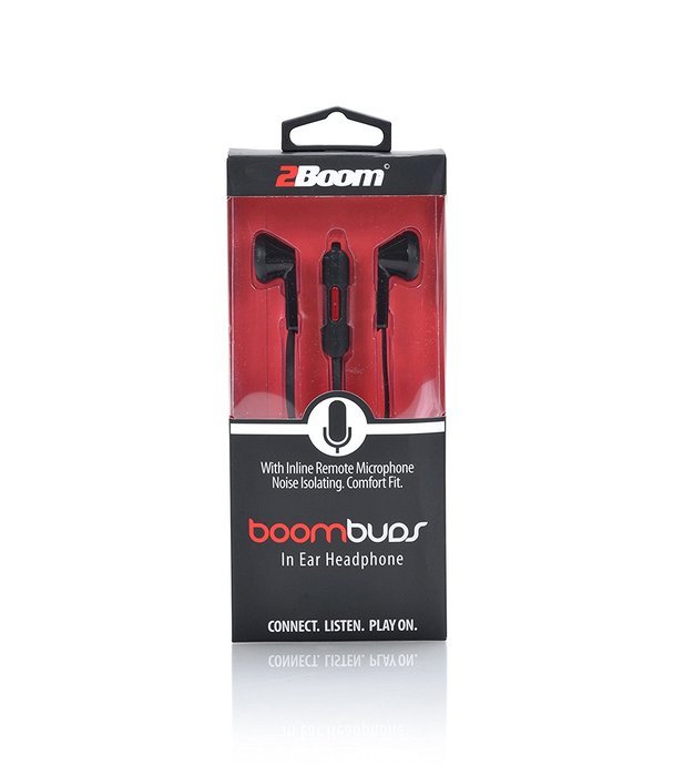 2BOOM Wired In Ear Buds Sport Noise Headphone Isolating Mic Comfort Boom buds Black N2