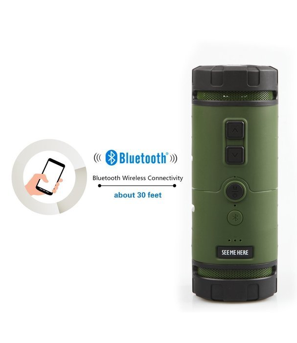 See Me Here - BV350 Sports Outdoor Portable Bluetooth Speakers - With 6W Driver Hook Included (Green) N5