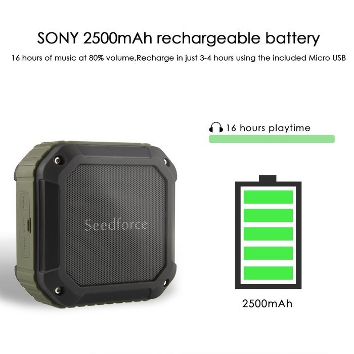 Seedforce Outdoor & Shower 5W Drive 16 Hours Playtime Bluetooth 4.1 Speaker