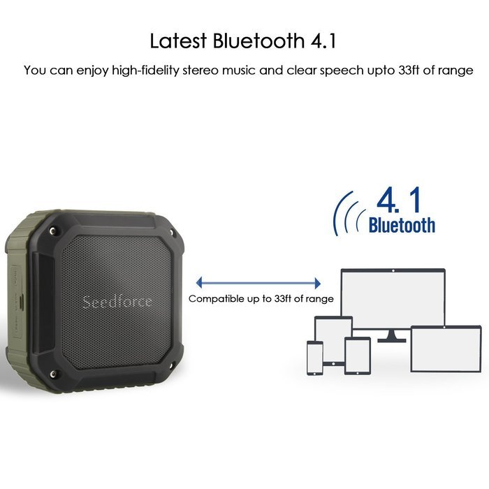 Seedforce Outdoor & Shower 5W Drive 16 Hours Playtime Bluetooth 4.1 Speaker N3