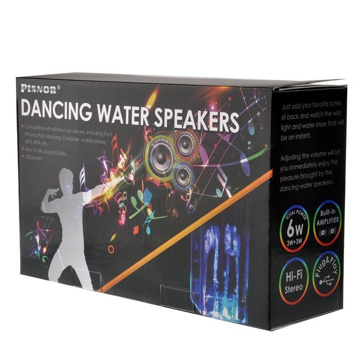 Pixnor Wireless Bluetooth Colorful LED Fountain Dancing Water Mini Speakers for iPhone / iPad / Cellphone / PC... N14