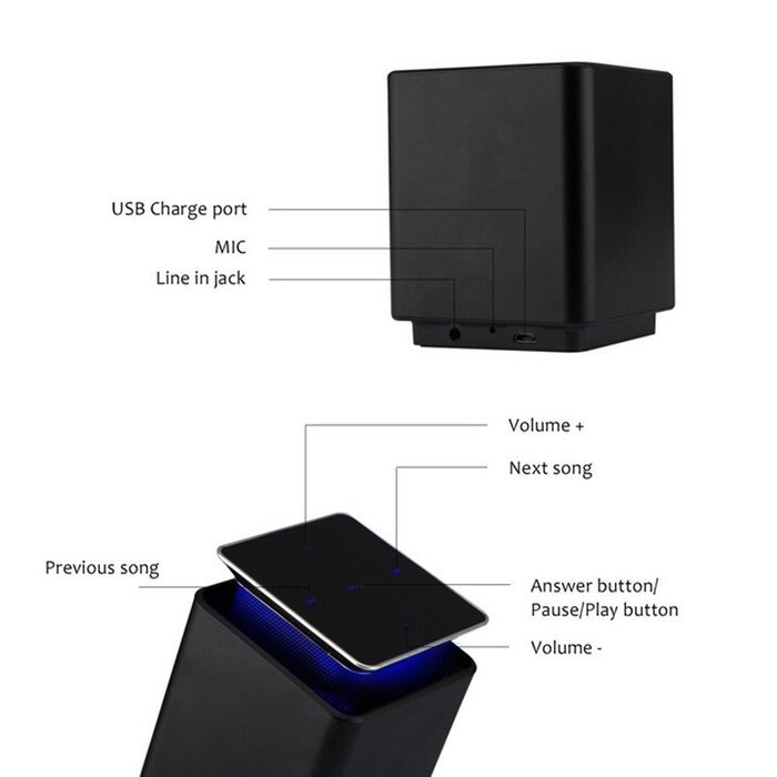 Airmate &reg; Wireless Stereo Bluetooth Speakers, Portable Touch Screen LED Hands free Surround Sound Mini Speaker... N9