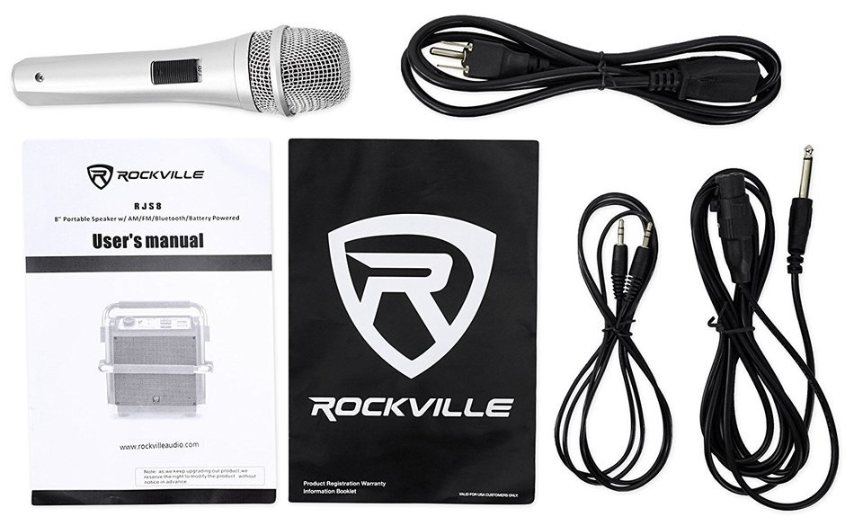 Rockville RJS8 8" Portable Rechargable Home Theatre Bluetooth Speaker+Microphone N7