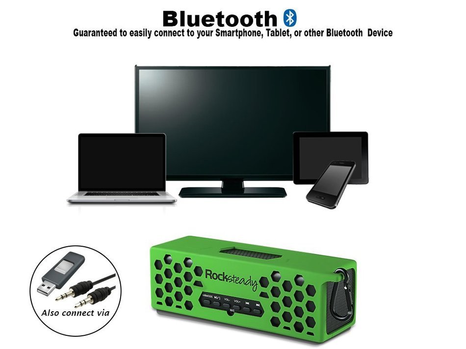 New Rocksteady 2 LOUD and CLEAR Portable Durable Bluetooth Speaker True 2.1 Stereo sound Integrated Speakerphone... N6