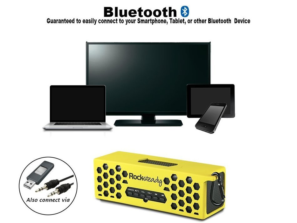 New Rocksteady 2 LOUD and CLEAR Portable Durable Bluetooth Speaker True 2.1 Stereo sound Integrated Speakerphone... N11