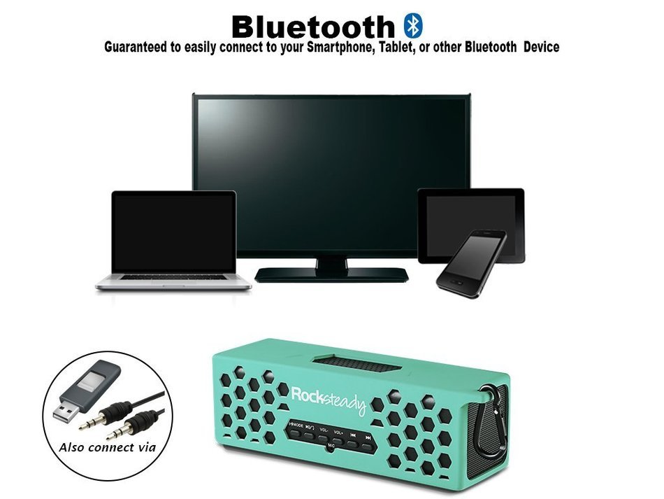 New Rocksteady 2 LOUD and CLEAR Portable Durable Bluetooth Speaker True 2.1 Stereo sound Integrated Speakerphone... N16