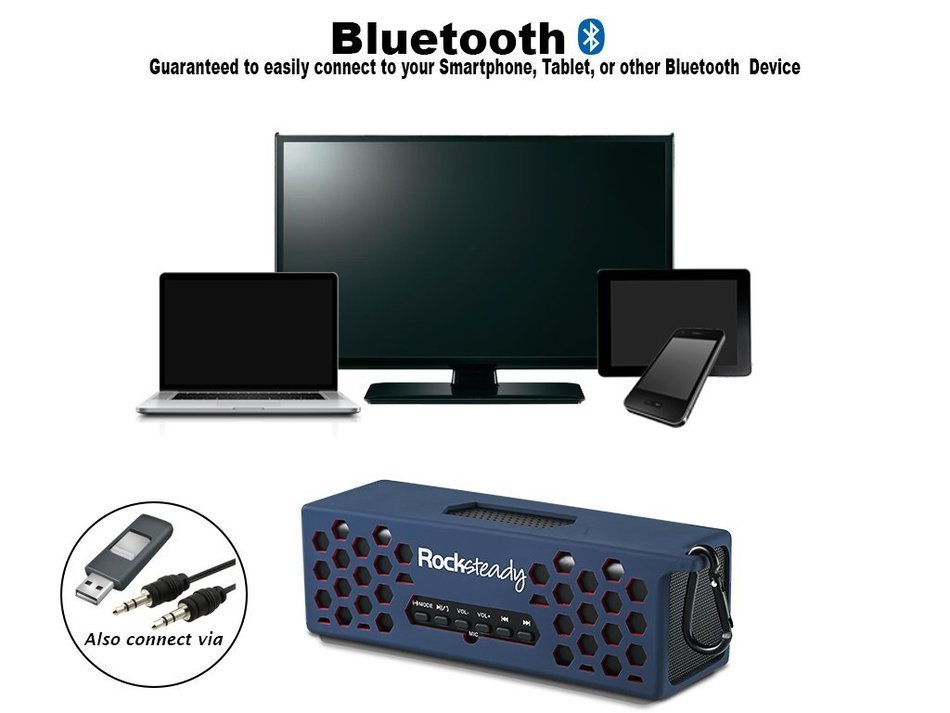 New Rocksteady 2 LOUD and CLEAR Portable Durable Bluetooth Speaker True 2.1 Stereo sound Integrated Speakerphone... N28