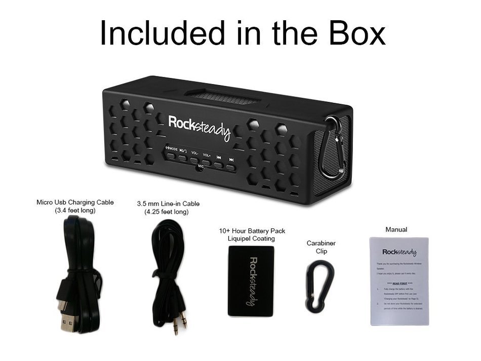 New Rocksteady 2 LOUD and CLEAR Portable Durable Bluetooth Speaker True 2.1 Stereo sound Integrated Speakerphone... N37
