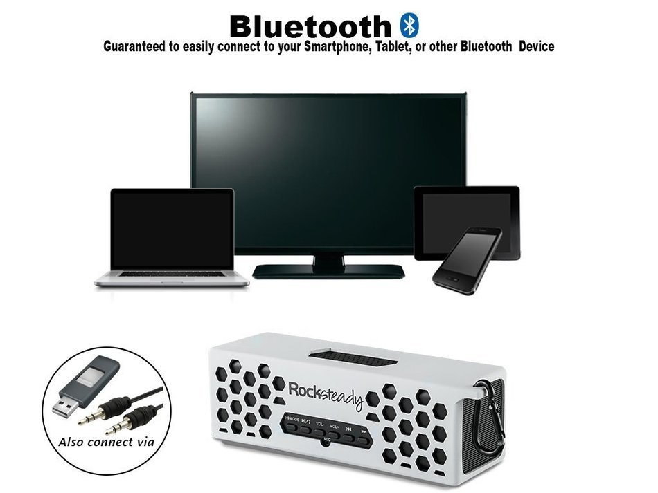 New Rocksteady 2 LOUD and CLEAR Portable Durable Bluetooth Speaker True 2.1 Stereo sound Integrated Speakerphone... N42