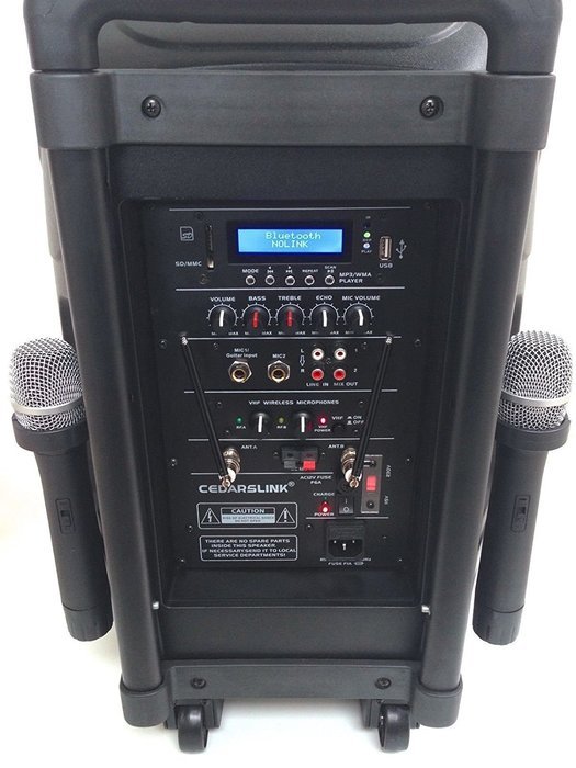 CedarsLink 12" 1,000 Watt Amplified Loudspeaker All In One Package Bluetooth With Two Wireless Microphones N3