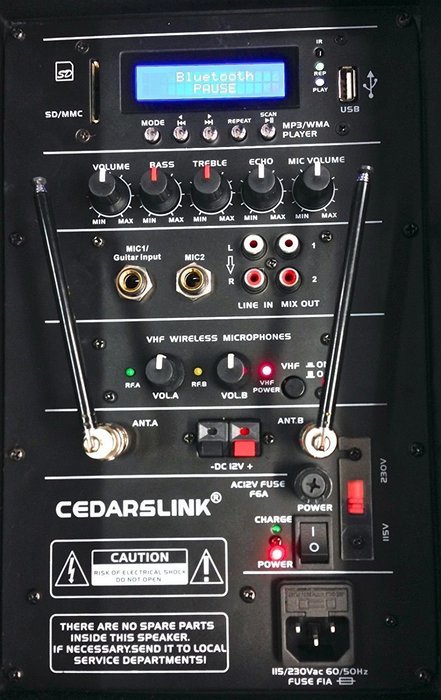 CedarsLink 12" 1,000 Watt Amplified Loudspeaker All In One Package Bluetooth With Two Wireless Microphones N4