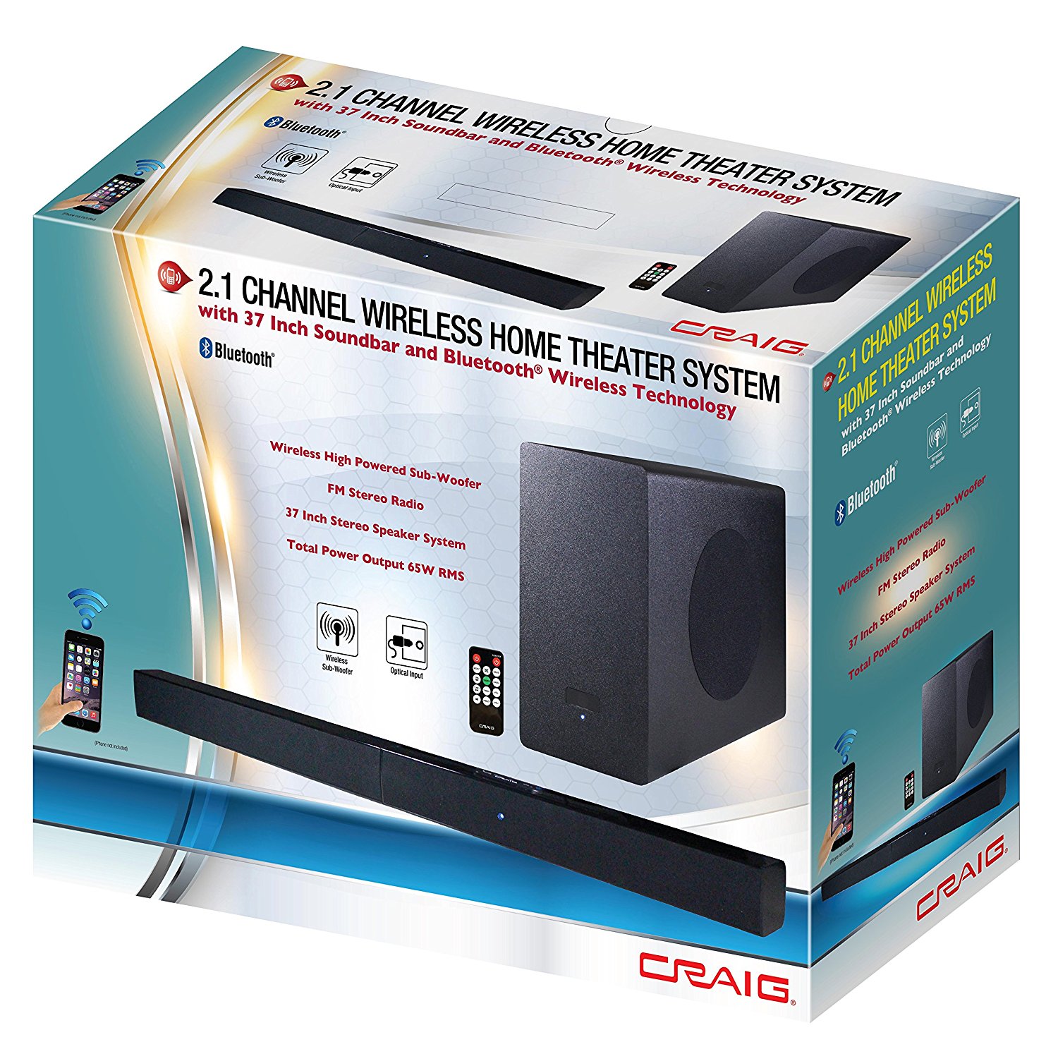 Craig Electronics CHT978 2.1 Channel Wireless Home Theater System with